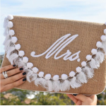 Jute Monogrammed Envelope Clutch