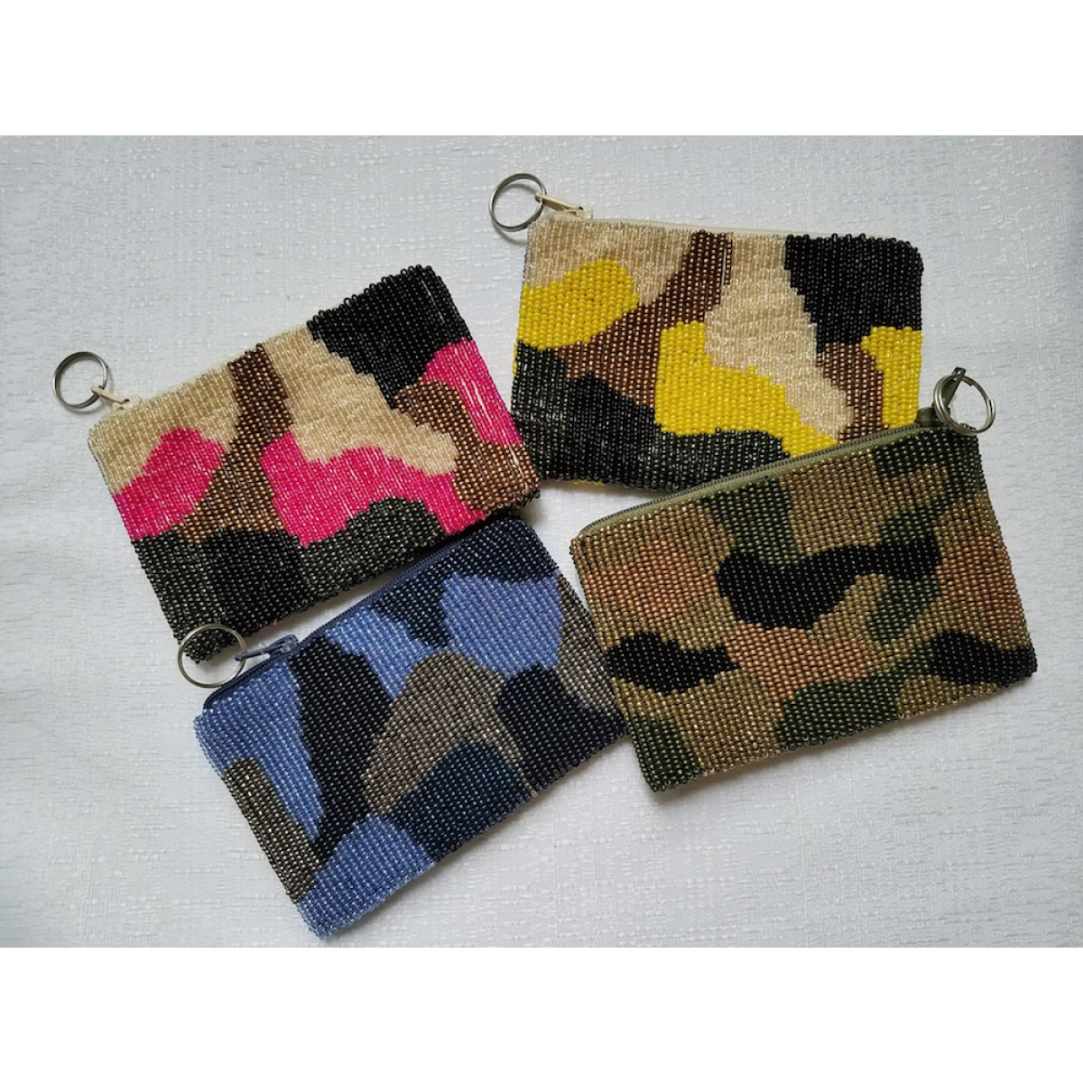 Beaded Camouflage Coin Purse