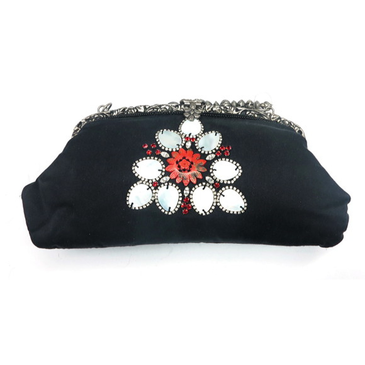 Antique Frame Stone Flower Purse