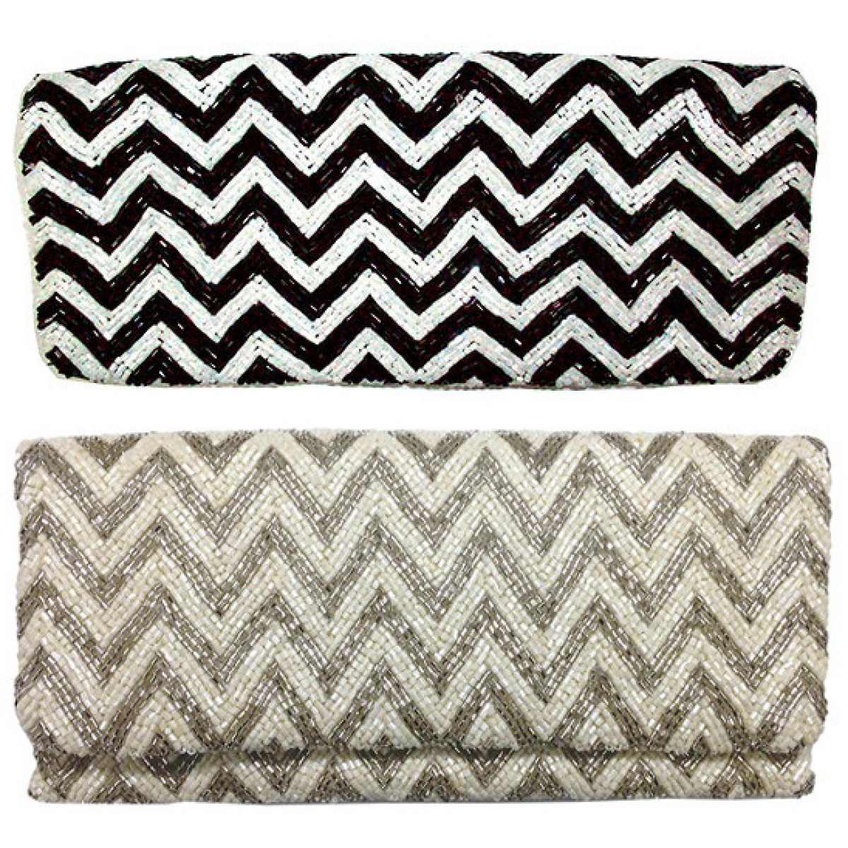 Beaded Print Fold over Clutch