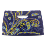 Beaded Print Fold Over Clutch