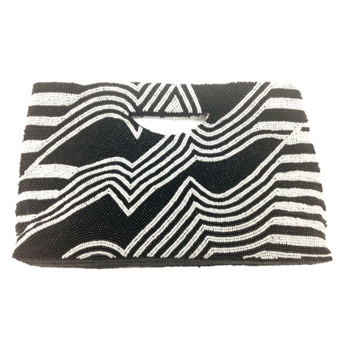 Beaded Print Fold Over Clutch