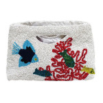 Beaded Sea Print Fold Over Clutch