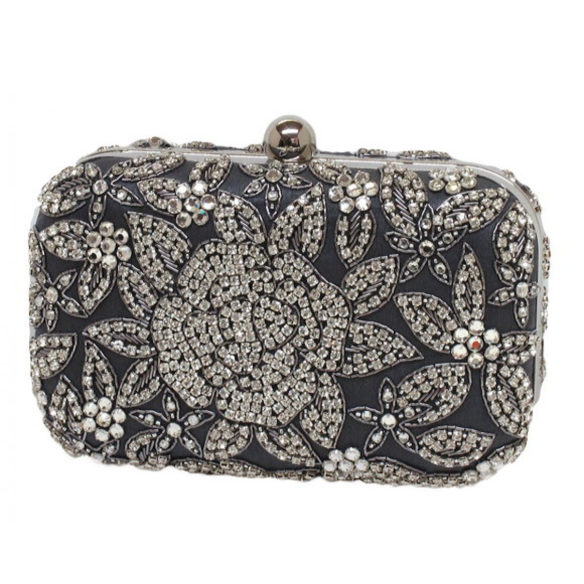 Box Bag with Floral Crystal Design