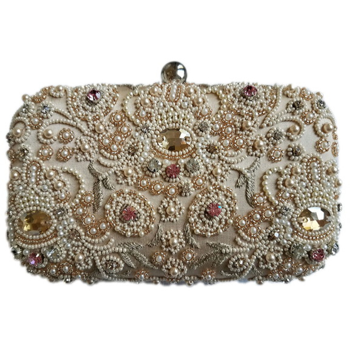 Box Clutch Pearls & Stones