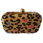 Box Clutch Sequin Leopard