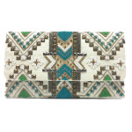 Burlap Crstal Bead Oversize Clutch
