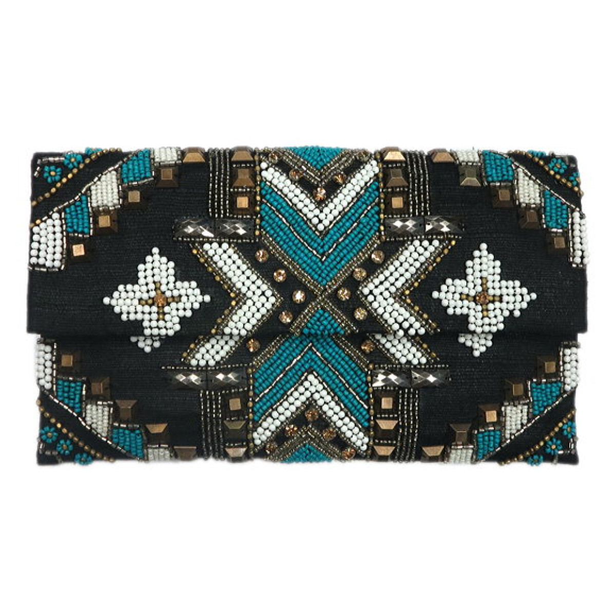 Burlap Crystal and Bead Clutch