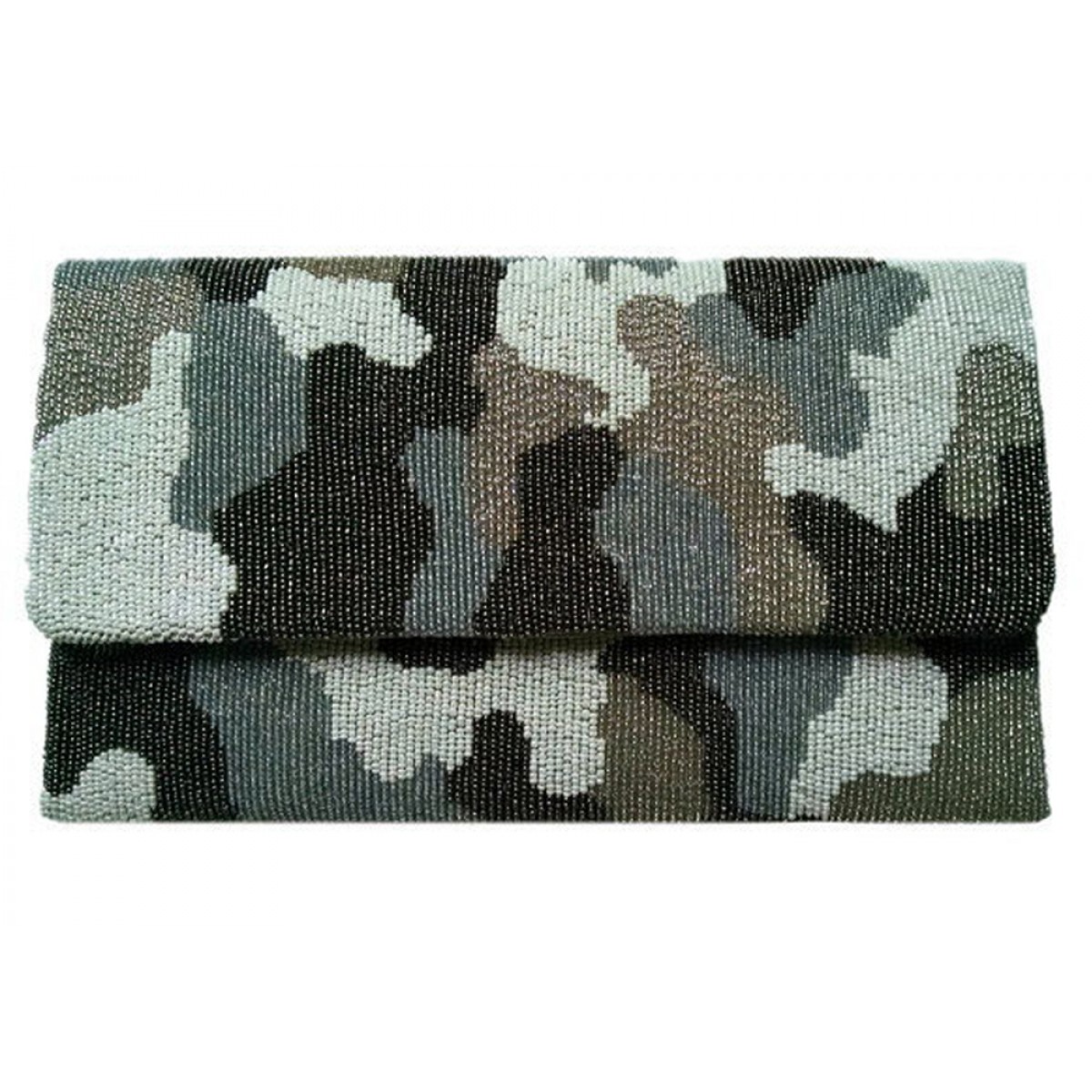 Camouflage Beaded Large Clutch