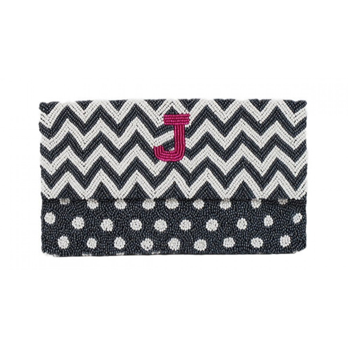 Clutch Chevron / Polka Dots with Initial