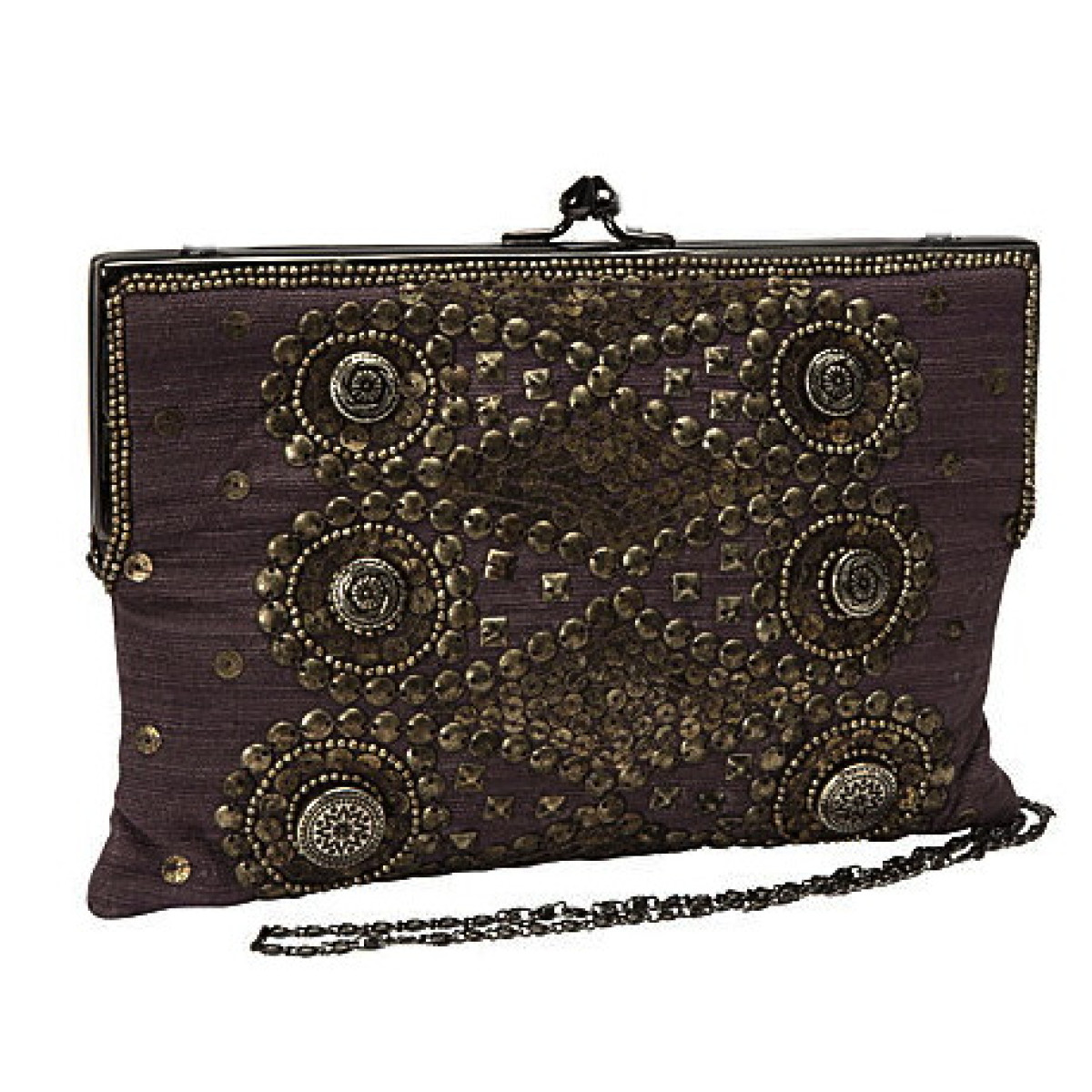 Clutch with Metallic Embellishments