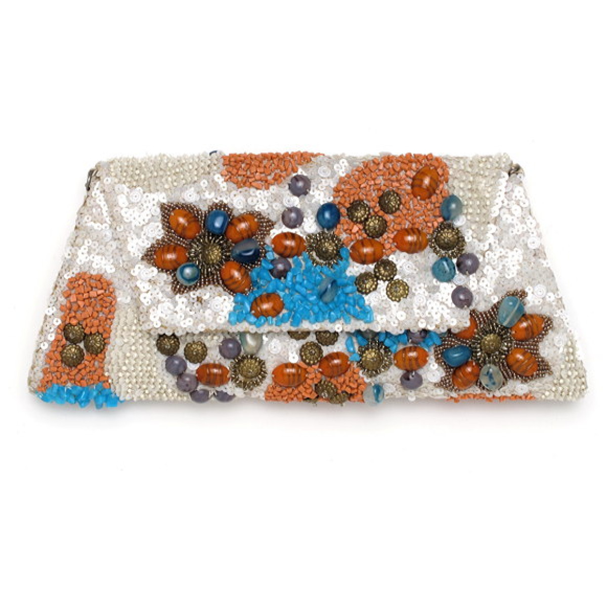 Coral & Turquoise Stone Clutch