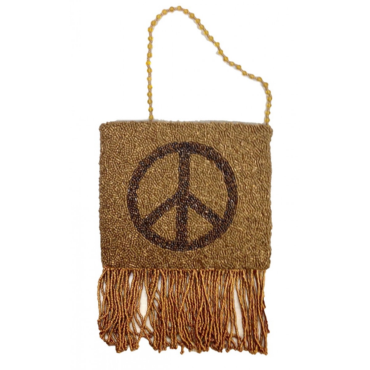 Cross Body Fringe Pouch with Peace Motif