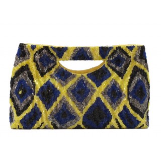 Cut Out Handle Tote with Diamond Ikat