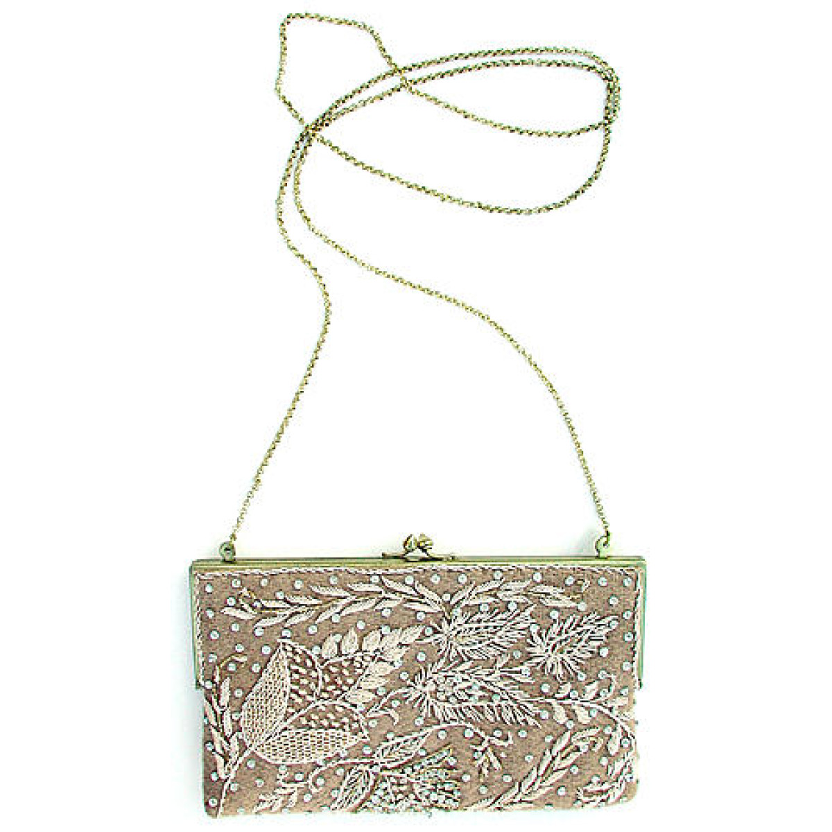 Flannel Wool Beaded Clutch