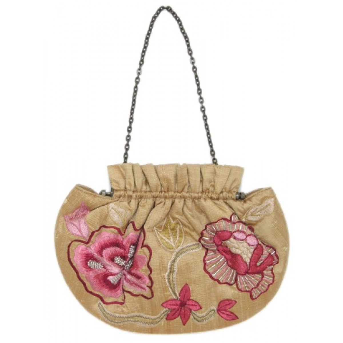 Floral Embroidery Frame Purse