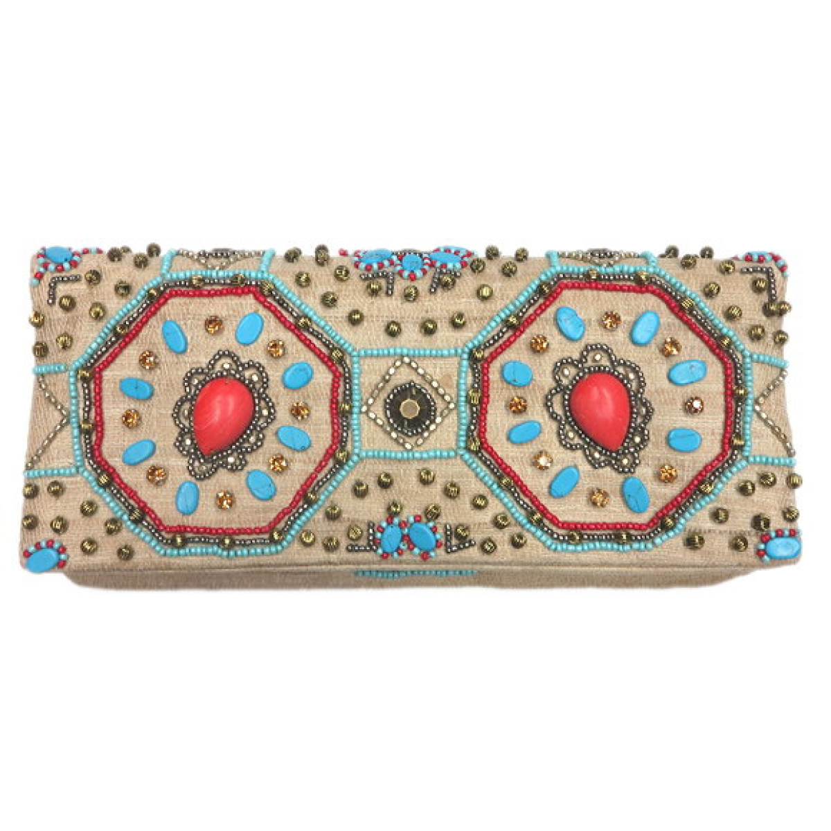 Fold Over Clutch Stone & Crystal Embellishment