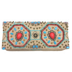 Fold Over Clutch Stone & Crystal Embellishment