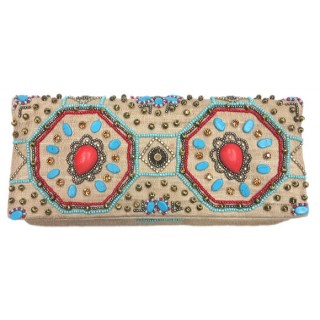 Fold Over Clutch Stone & Crystal Embellishment