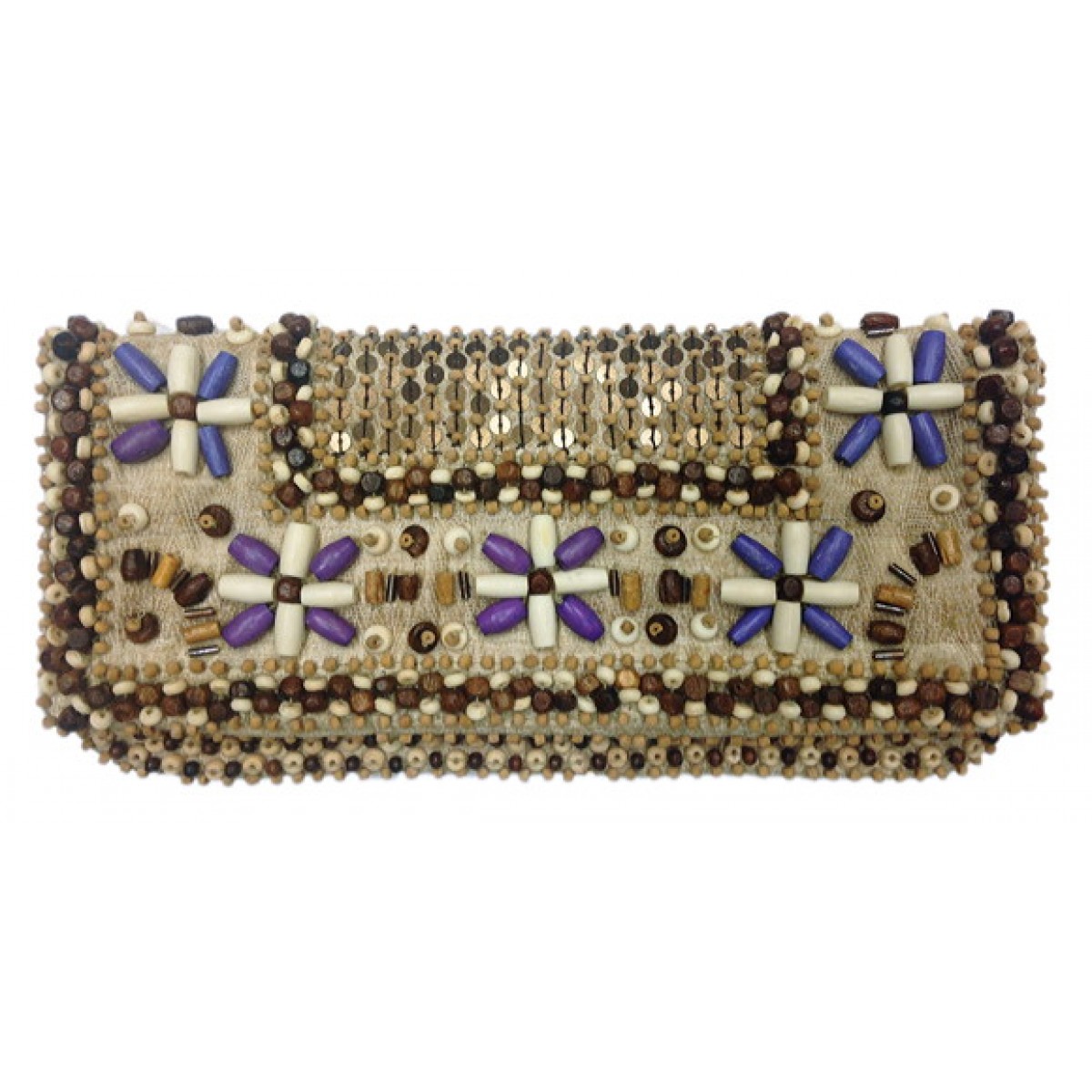 Fold Over Clutch Wood Beads