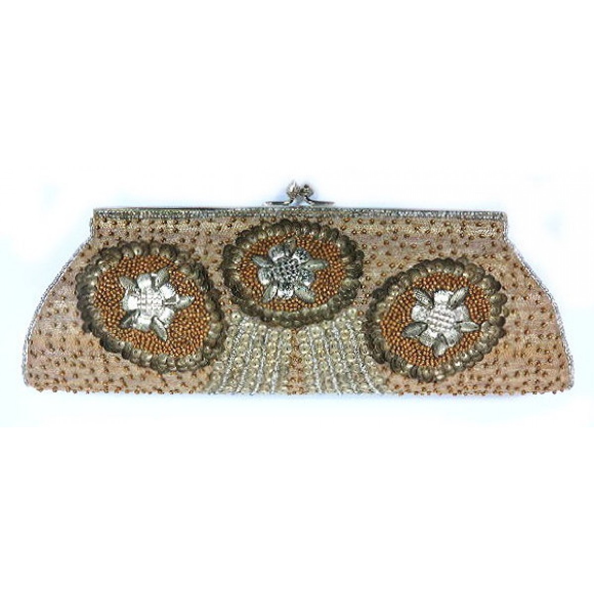 Frame Clutch with Floral Metal Embellishment