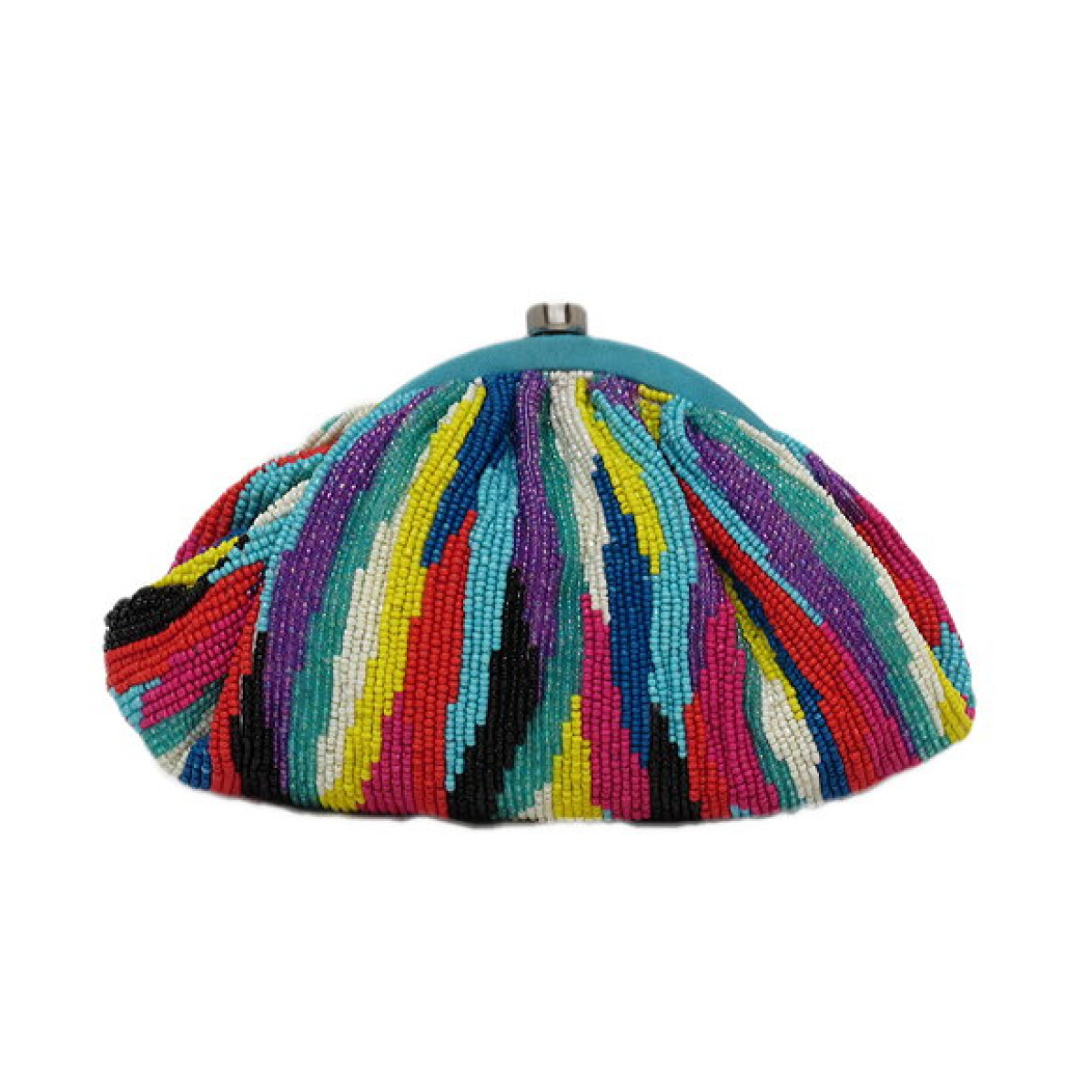 Gathered Framed Beaded Clutch