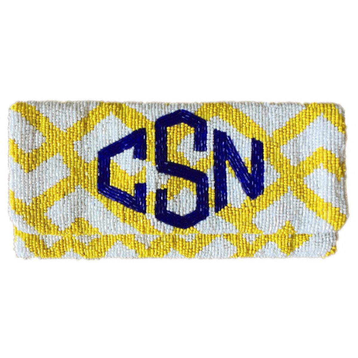 Geometric Print Monogram Clutch