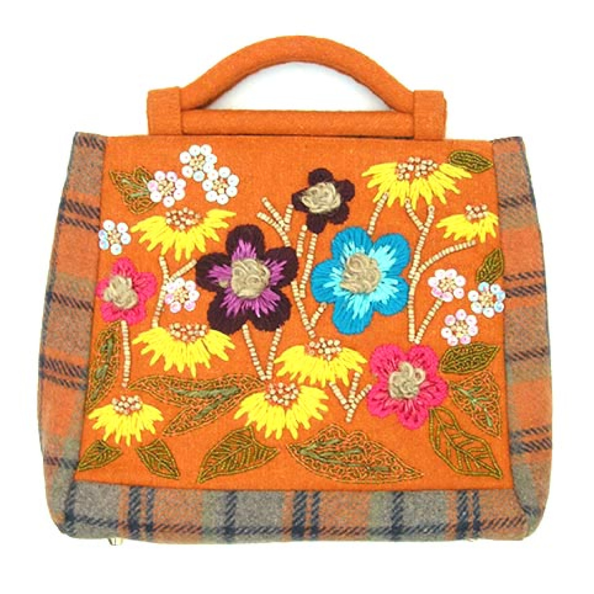 Handmade Thread Work Flower Beaded Classy Handbag