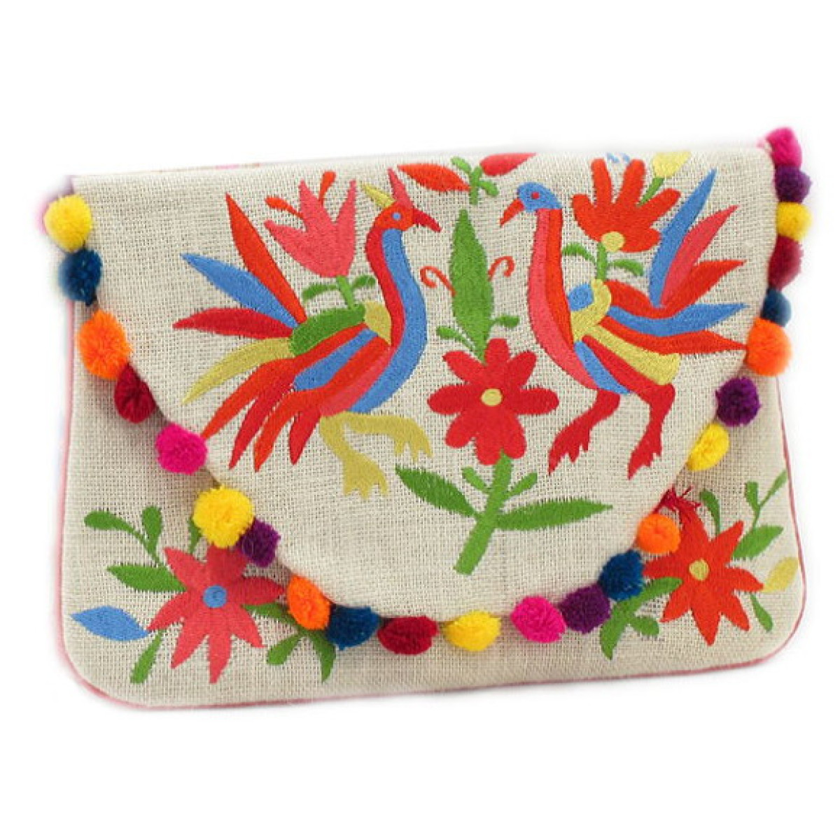 Jute Birds With Pom Poms Clutch