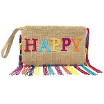 Jute Fringe Bag- Happy