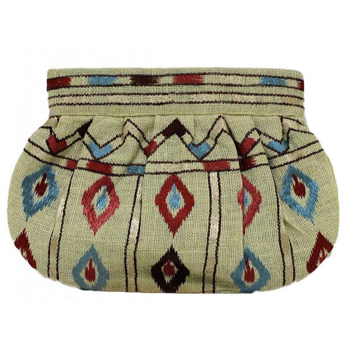 Jute Ikat Embroidered Clutch
