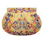 Jute Pleated Embroidered Clutch