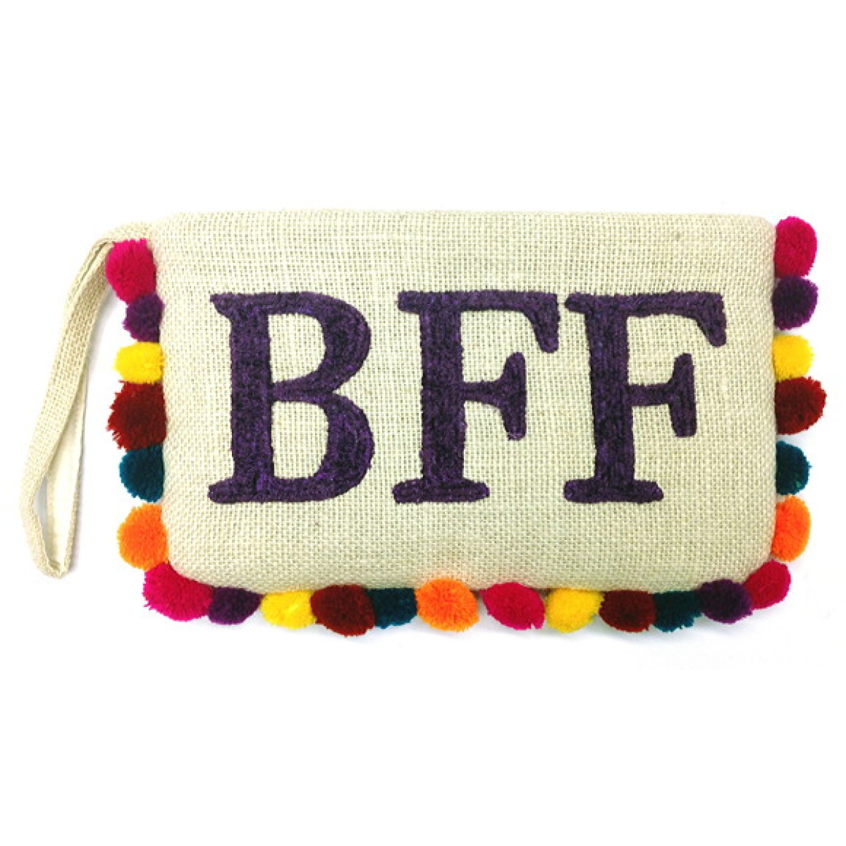 Jute Pompom Initials Large Wristlet