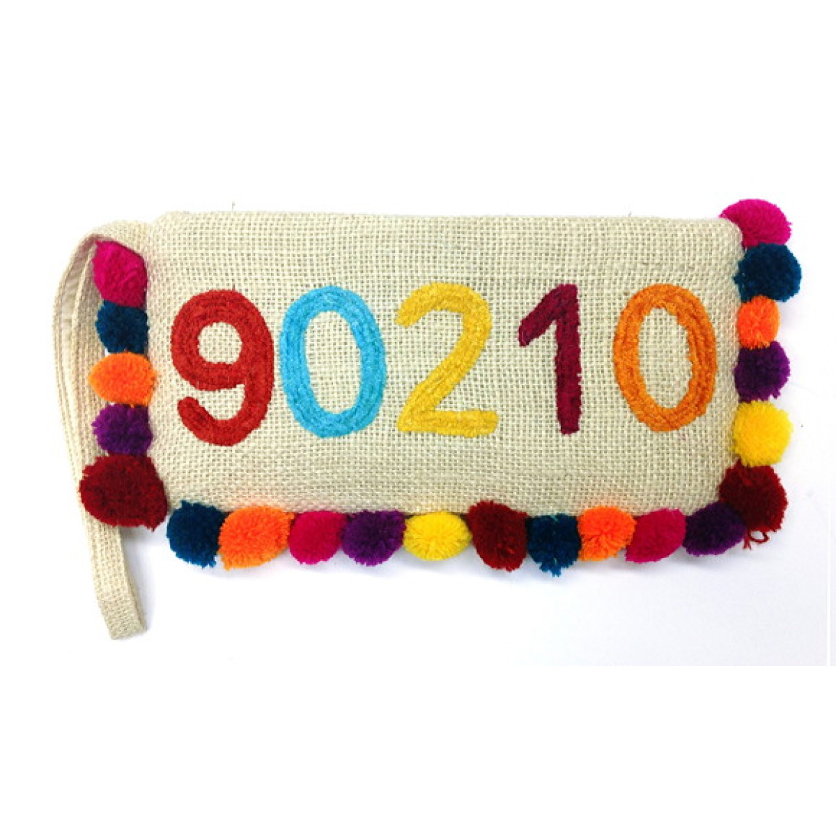 Jute Pompom Zipcode Small Wristlet