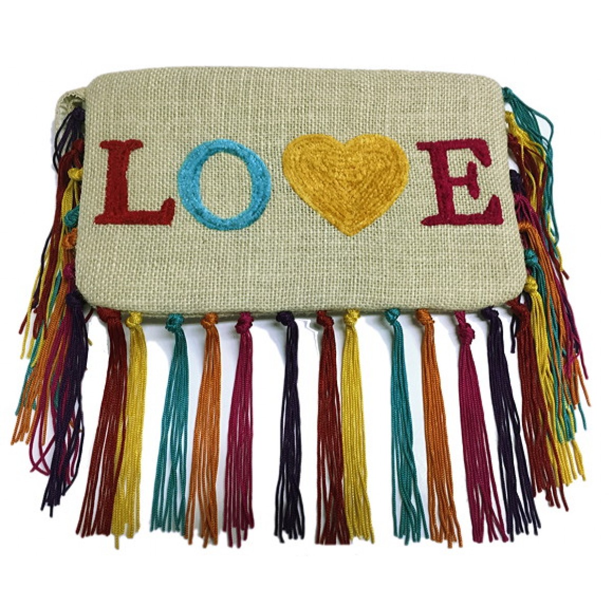 Large Zipper Pouch With Fringe