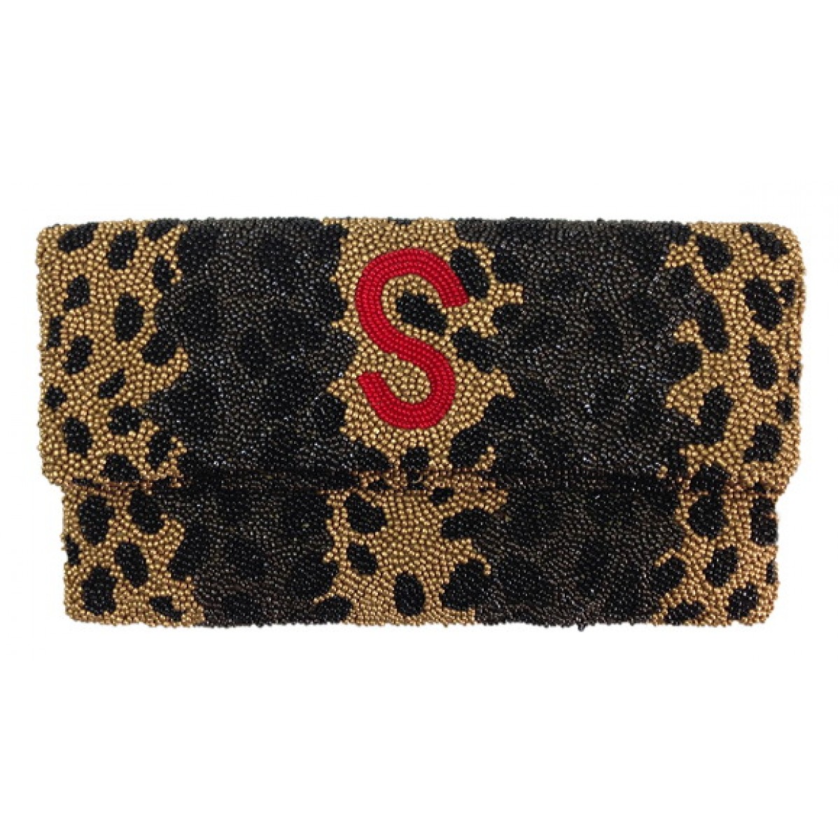 Leopard Print Clutch with Single Initial