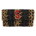 Leopard Print Clutch with Single Initial