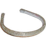 Narrow White Crystal Beaded Head Band