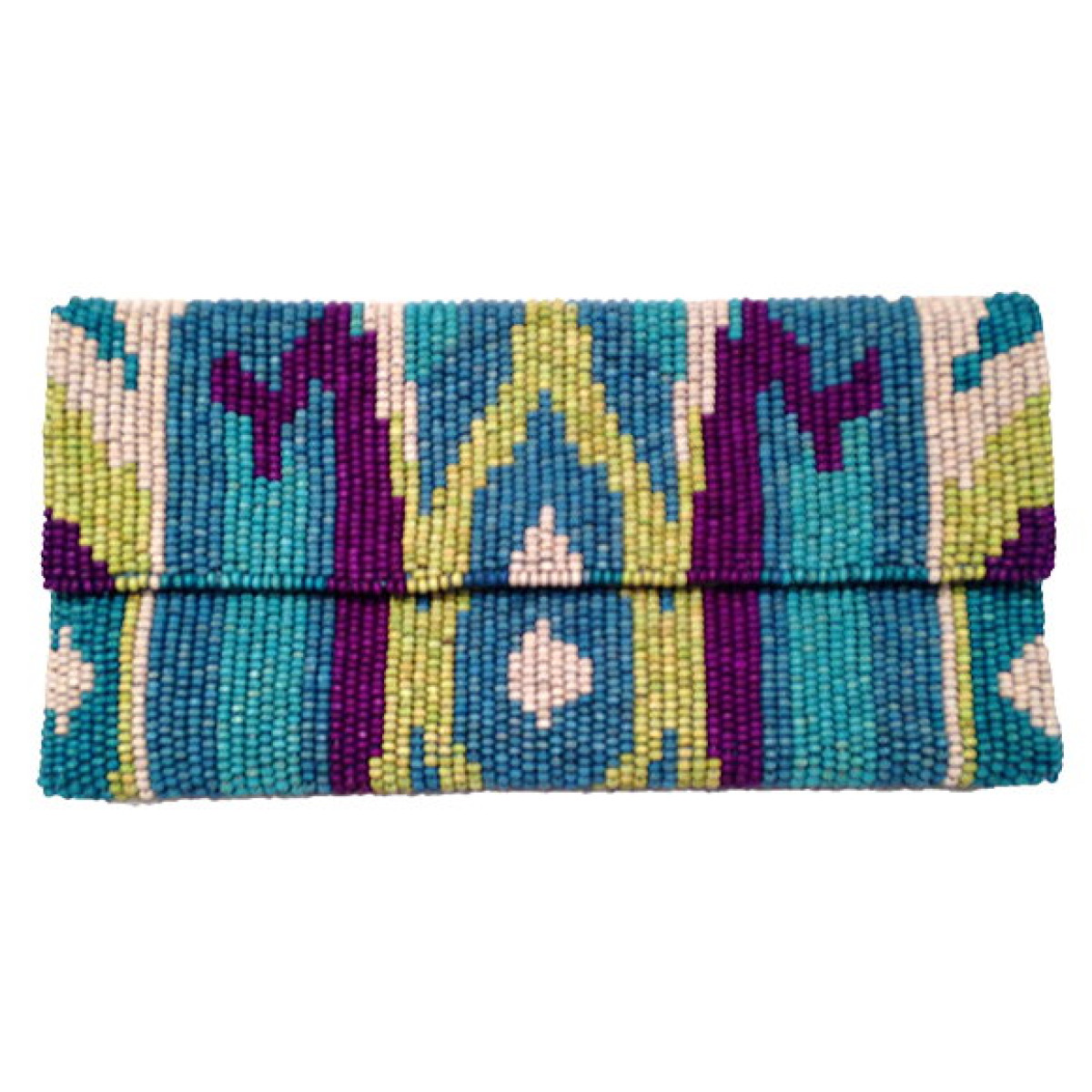Oversize Wood Bead Ikat Clutch