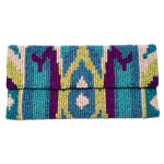 Oversize Wood Bead Ikat Clutch