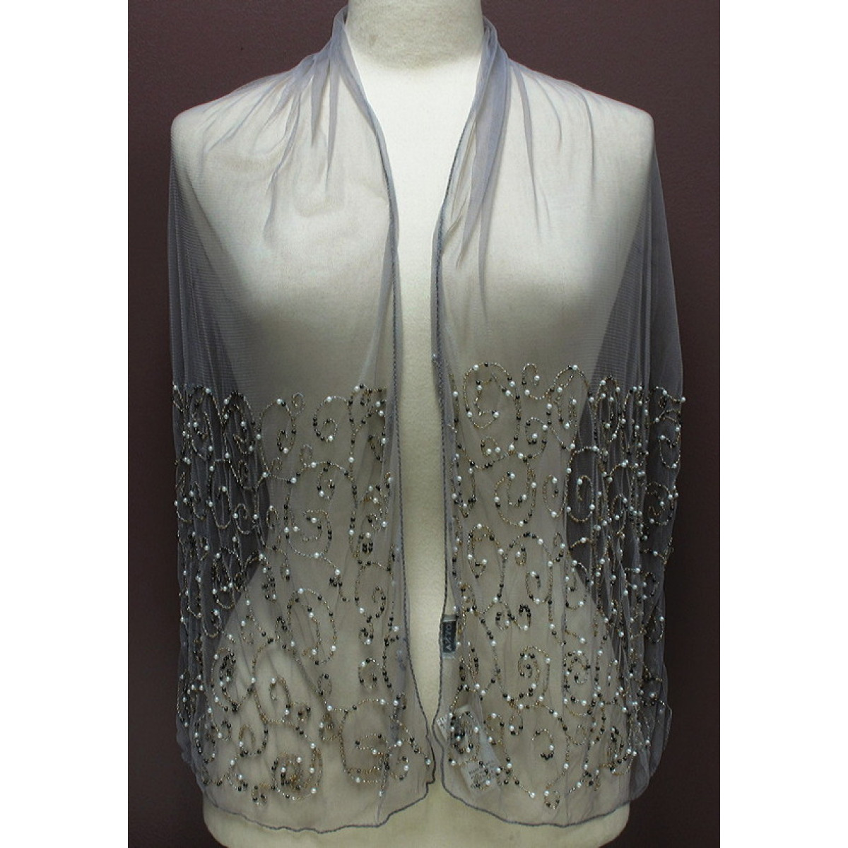 Pearl and Bead Swirl Scarf