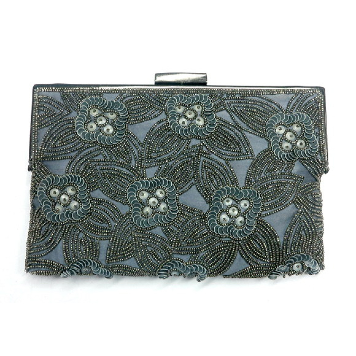 Rectangle Tonal Sequin Flower Clutch
