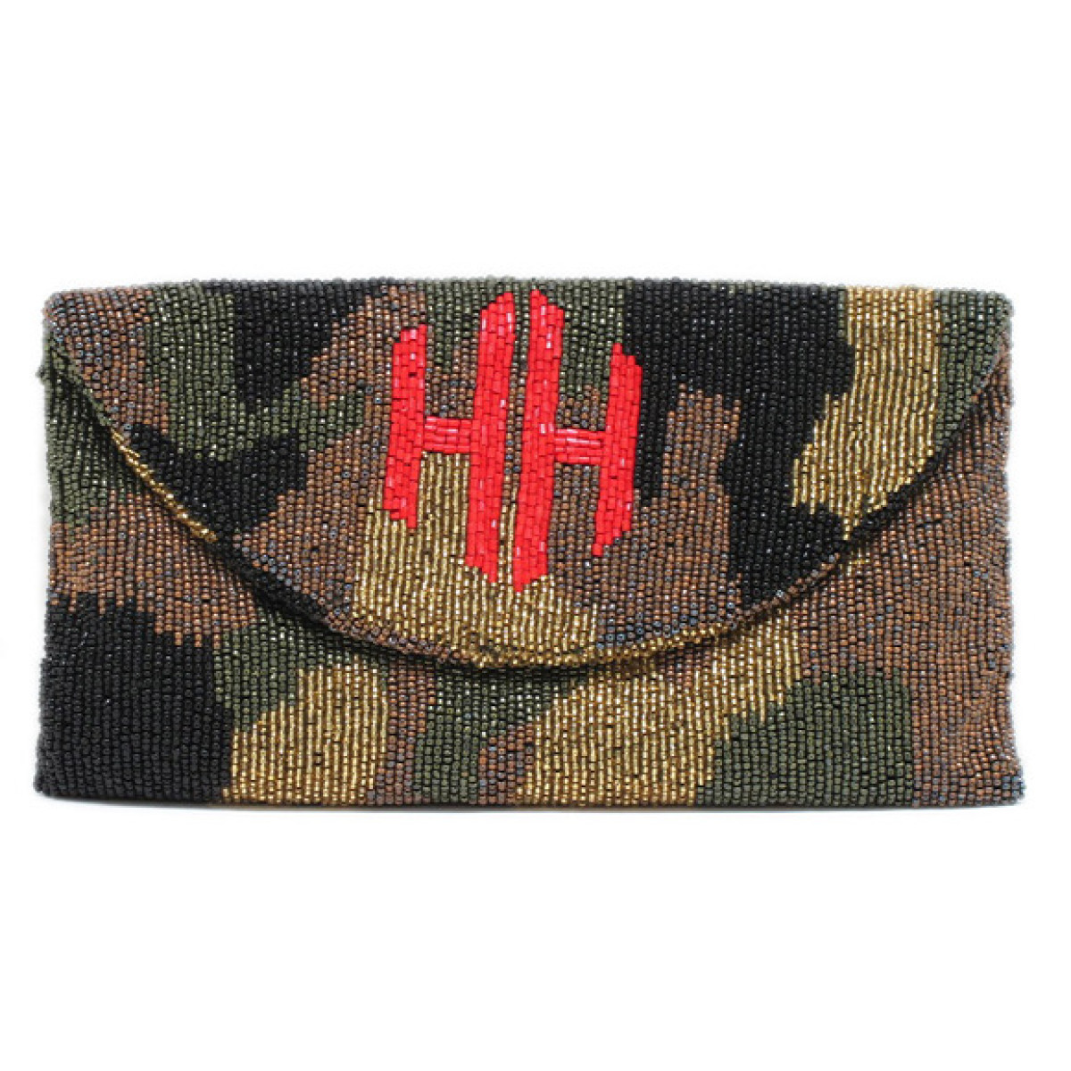 Round Camo Diamond Monogram Clutch 