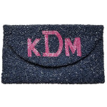 Round Flap Block Monogram Clutch