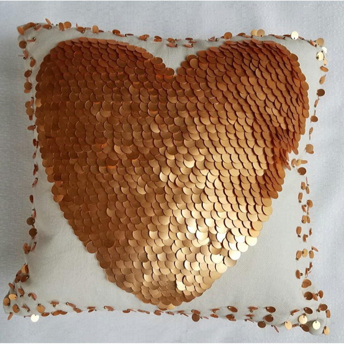 Sequin Heart Canvas Pillow