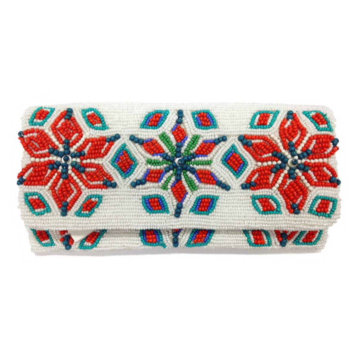 Star Flower Beaded Fold Over Clutch