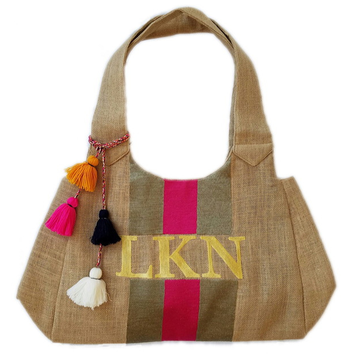 Stripe Monogram Beach Tote