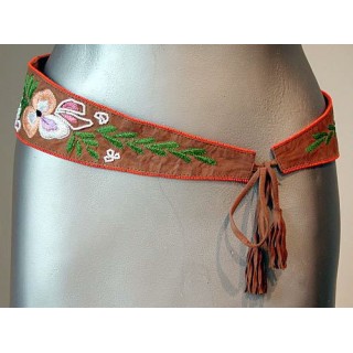 Suede Bead & Embroidery Flower Belt