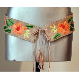 Suede Flower Embroidery Belt