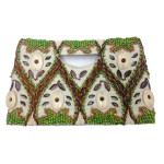 Tote Cut Out Handle With Bone / Wood Beads